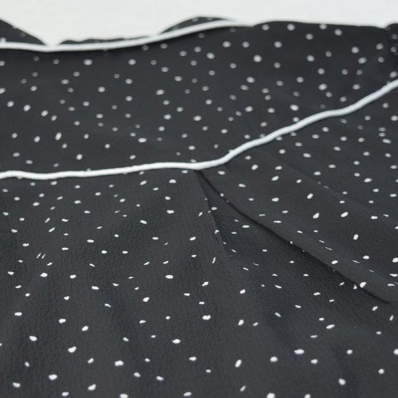 Fanco Lightweight Polka Dot Button Up Drawstring Jacket Blouse Western Black L - Picture 10 of 13